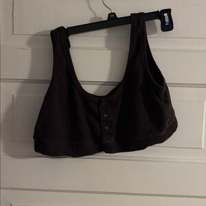 Skims Dark Brown Waffle Crop Top/Bralette